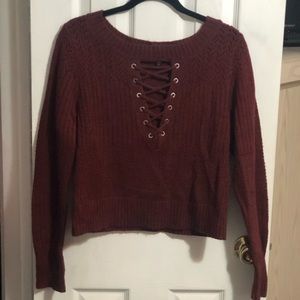 Cropped Red Express Sweater.